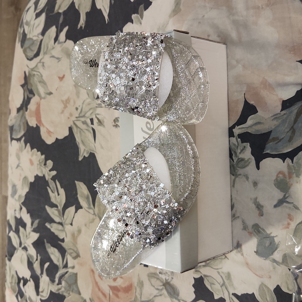 Silver Slides with Embellished Sparkle